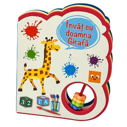 Carte educativ interactiva Montessori cu multiple activitati model girafa