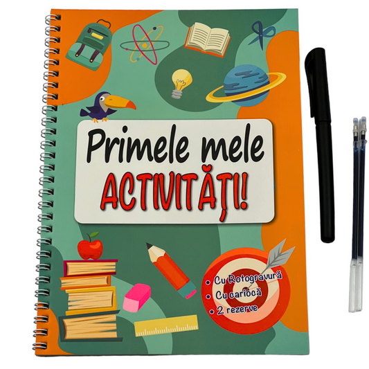 Carte reutilizabila cu rotogravura educativ interactiva + carioca cu 2 rezerve
