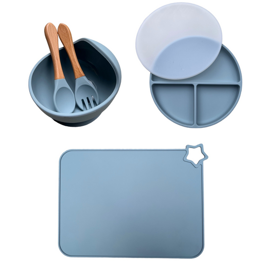 Set pentru masa copilului -5 piese - NippleBaby, Culoare albastru