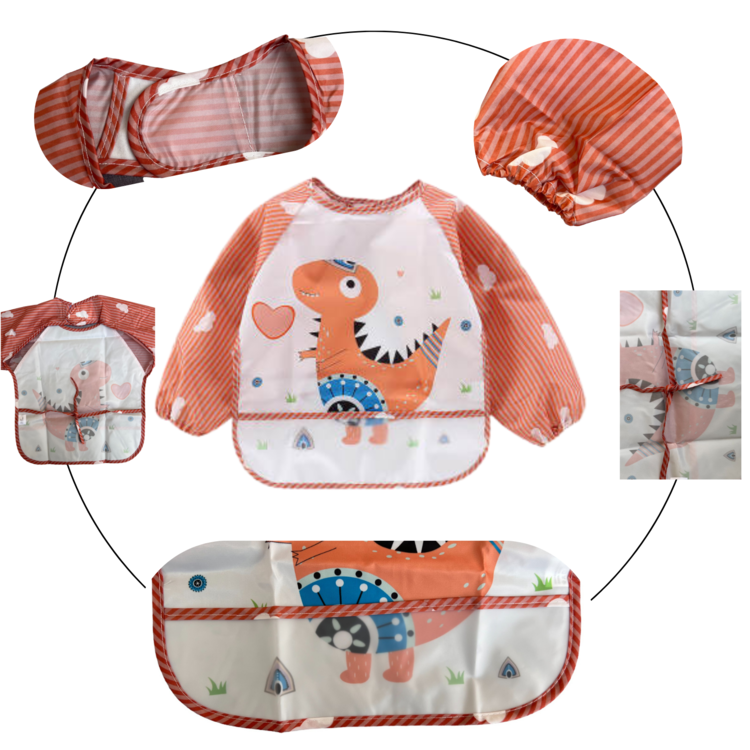 Baveta impermeabila cu maneci lungi - model dino