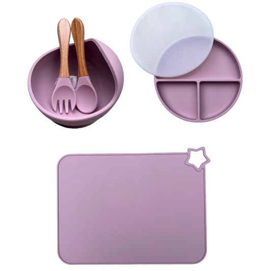 Set pentru masa copilului - 5 piese - NippleBaby, Culoare roz