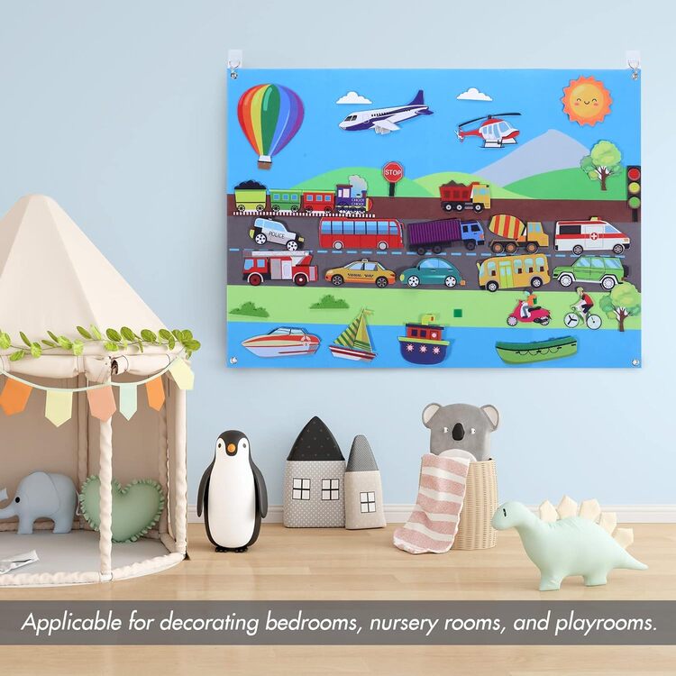 Plansa de perete cu masinute, sistem de prindere cu scai 75x104 cm