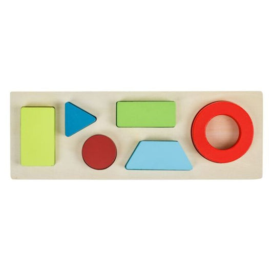 Jucarie educativ interactiva din Lemn cu 6 Forme Geometrice 27.3x10.3cm