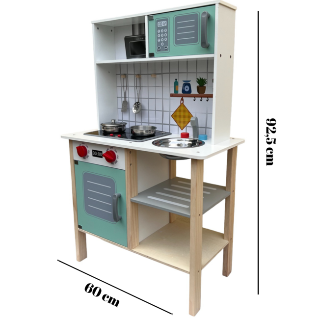 Bucatarie din lemn ecologic, pentru copii, 60x30x92.5cm