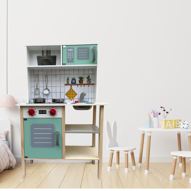 Bucatarie din lemn ecologic, pentru copii, 60x30x92.5cm