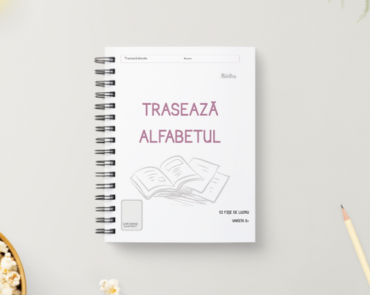 Trasează alfabetul, 52 Fișe de lucru, Vârsta 5+