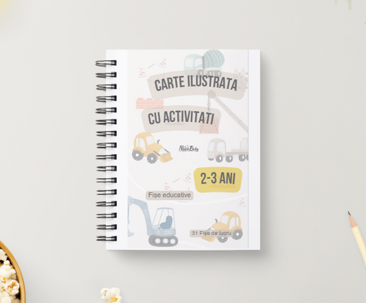 Carte ilustrată cu activitați, 31 fișe de lucru, 2-4 ani