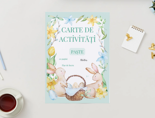 Carte de activitati de Paste, 20 pagini de lucru, varsta 4-7 ani