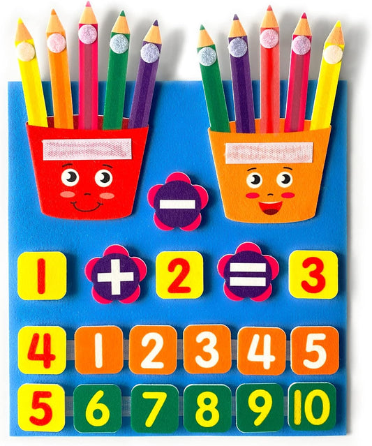 Jucarie Montessori educativa si interactiva, plansa cu scai, invatam matematica, model creioane