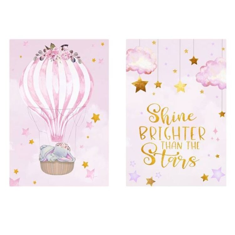 Canvas Decorativ Elefant Roz 30x20cm - 2buc