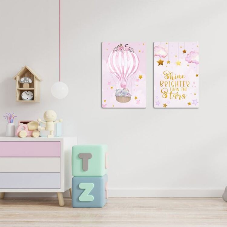 Canvas Decorativ Elefant Roz 30x20cm - 2buc
