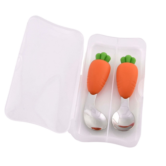 Set tacamuri cu 2 lingurite cu maner ergonomic - morcovel - NippleBaby