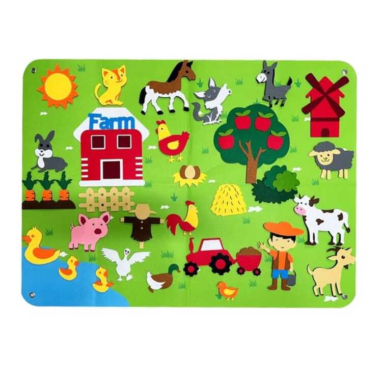 Plansa de perete invatam animalele, sistem de prindere cu scai 75x104 cm