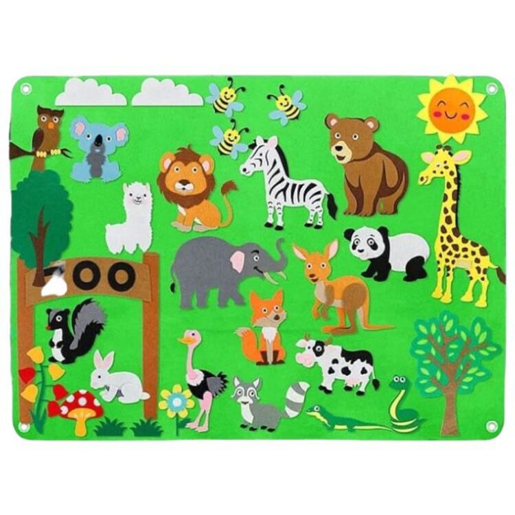 Plansa de perete invatam animalele, sistem de prindere cu scai 75x104 cm