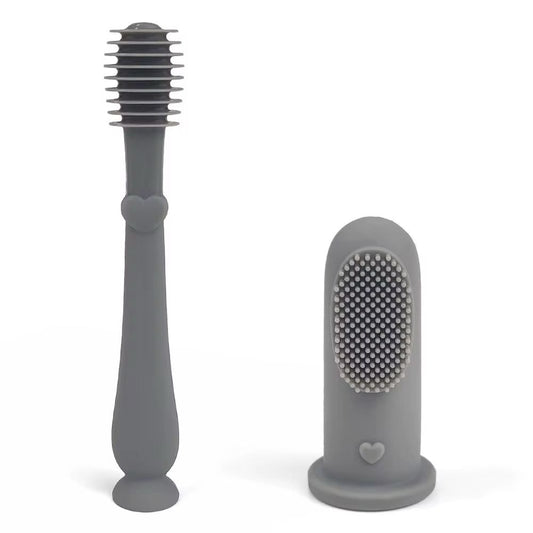 Set periuta de dinti si degetar pentru igiena dentara , Culoare gri