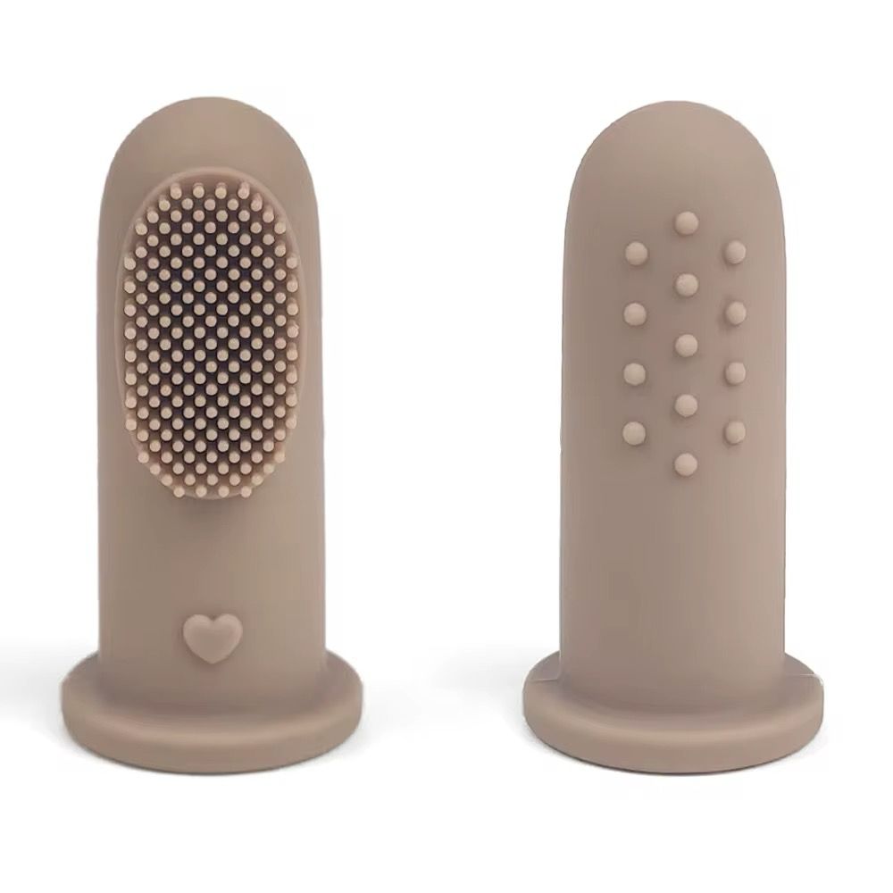 Set periuta de dinti si degetar pentru igiena dentara , Culoare crem