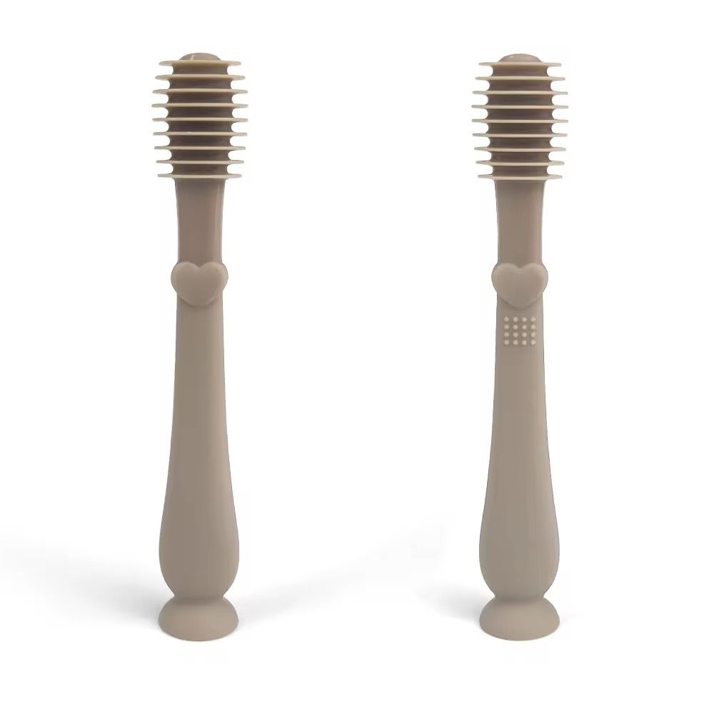 Set periuta de dinti si degetar pentru igiena dentara , Culoare crem