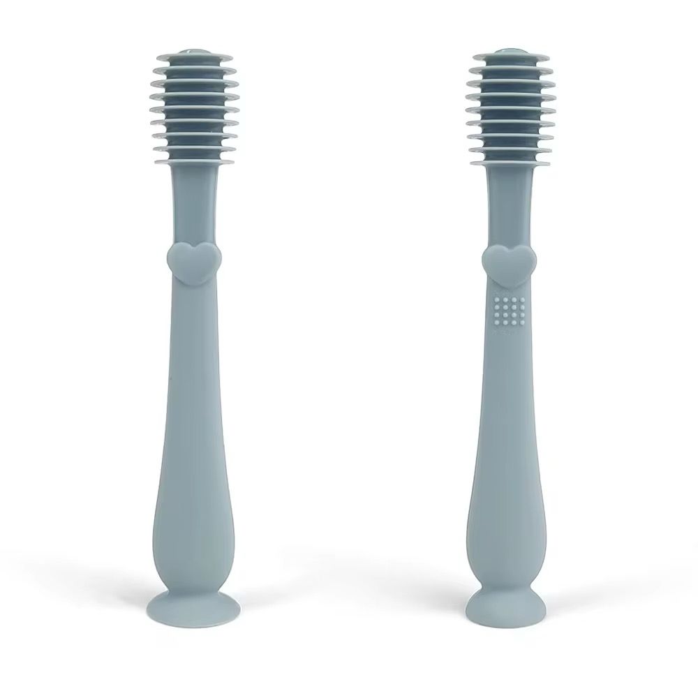 Set periuta de dinti si degetar pentru igiena dentara , Culoare dusty blue