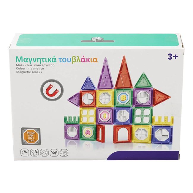 Set inteligent de constructie magnetic cu 34 piese , NippleBaby