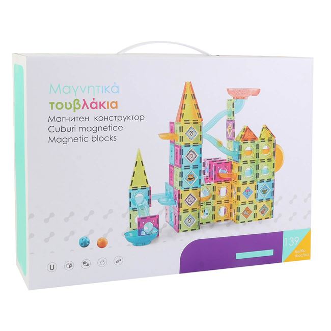 Set inteligent de constructie magnetic cu 139 piese colorate, NippleBaby