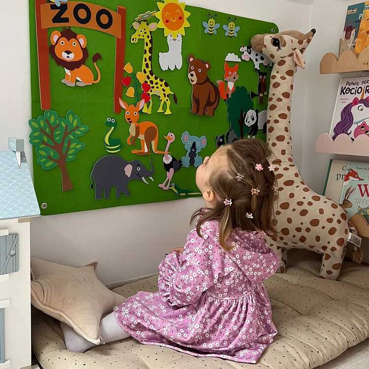 Plansa de perete invatam animalele, sistem de prindere cu scai 75x104 cm