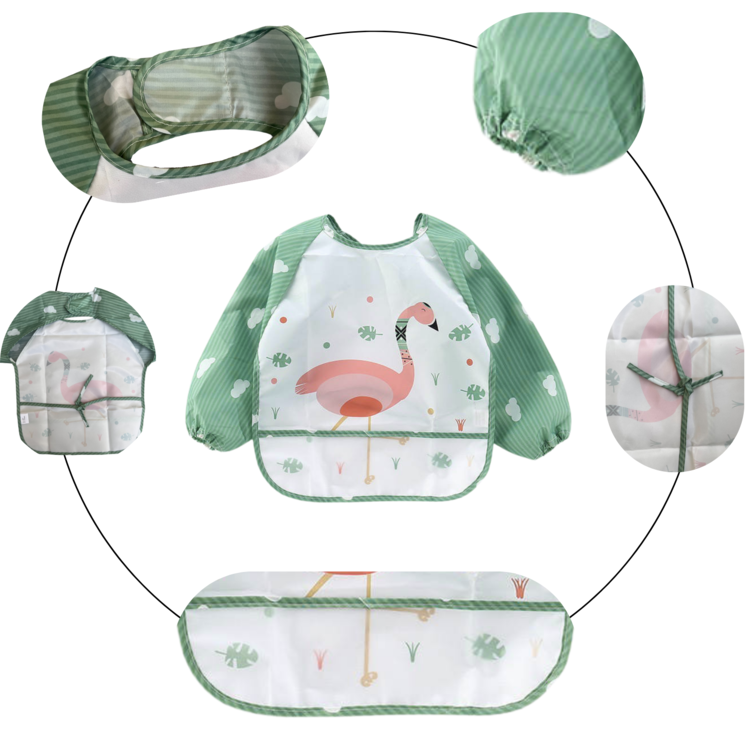 Baveta impermeabila cu maneci lungi - model flamingo
