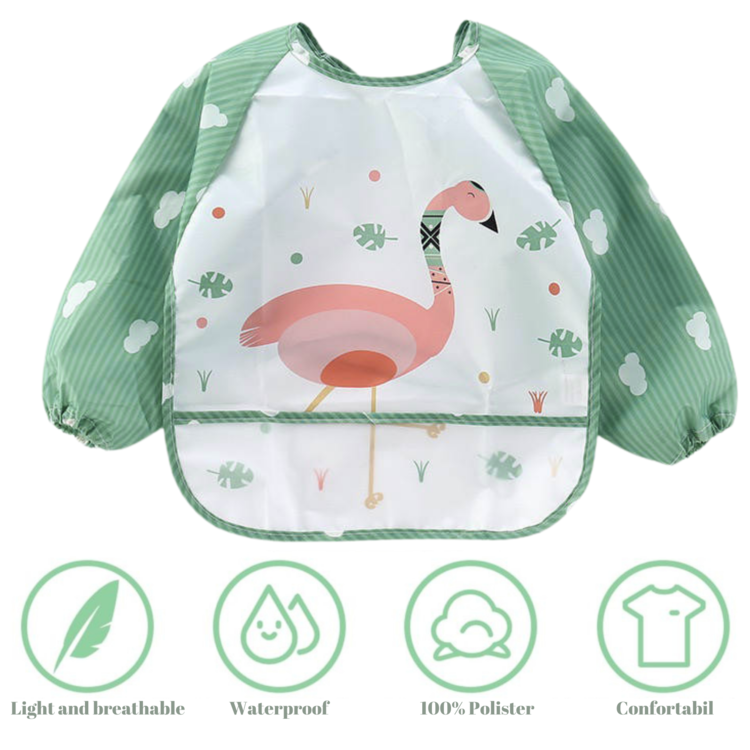 Baveta impermeabila cu maneci lungi - model flamingo
