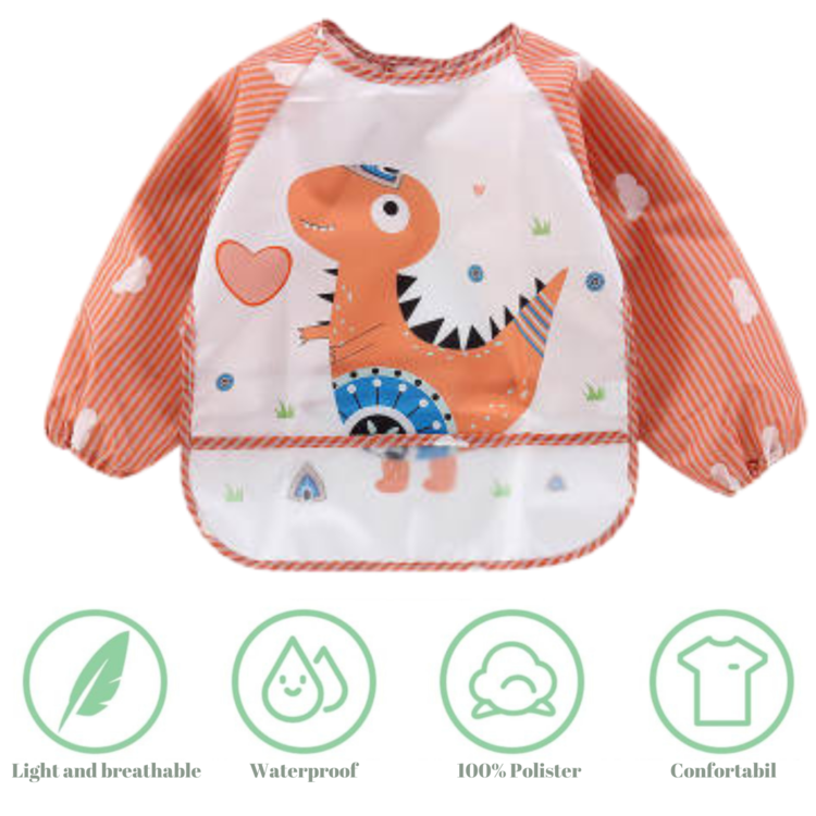 Baveta impermeabila cu maneci lungi - model dino