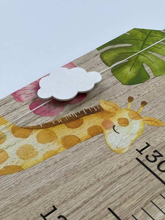 Riglă de măsurare a înălțimii cu desene animate si cleme pentru poze, 70x20cm