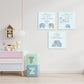Canvas Decorativ Elefant albastru 25x25cm - 3buc