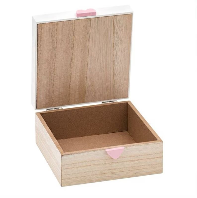 Cutie din lemn pentru depozitare amintiri, curcubeu confetti  15x15x7cm