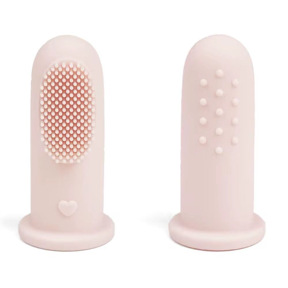 Set periuta de dinti si degetar pentru igiena dentara , Culoare roz pudrat