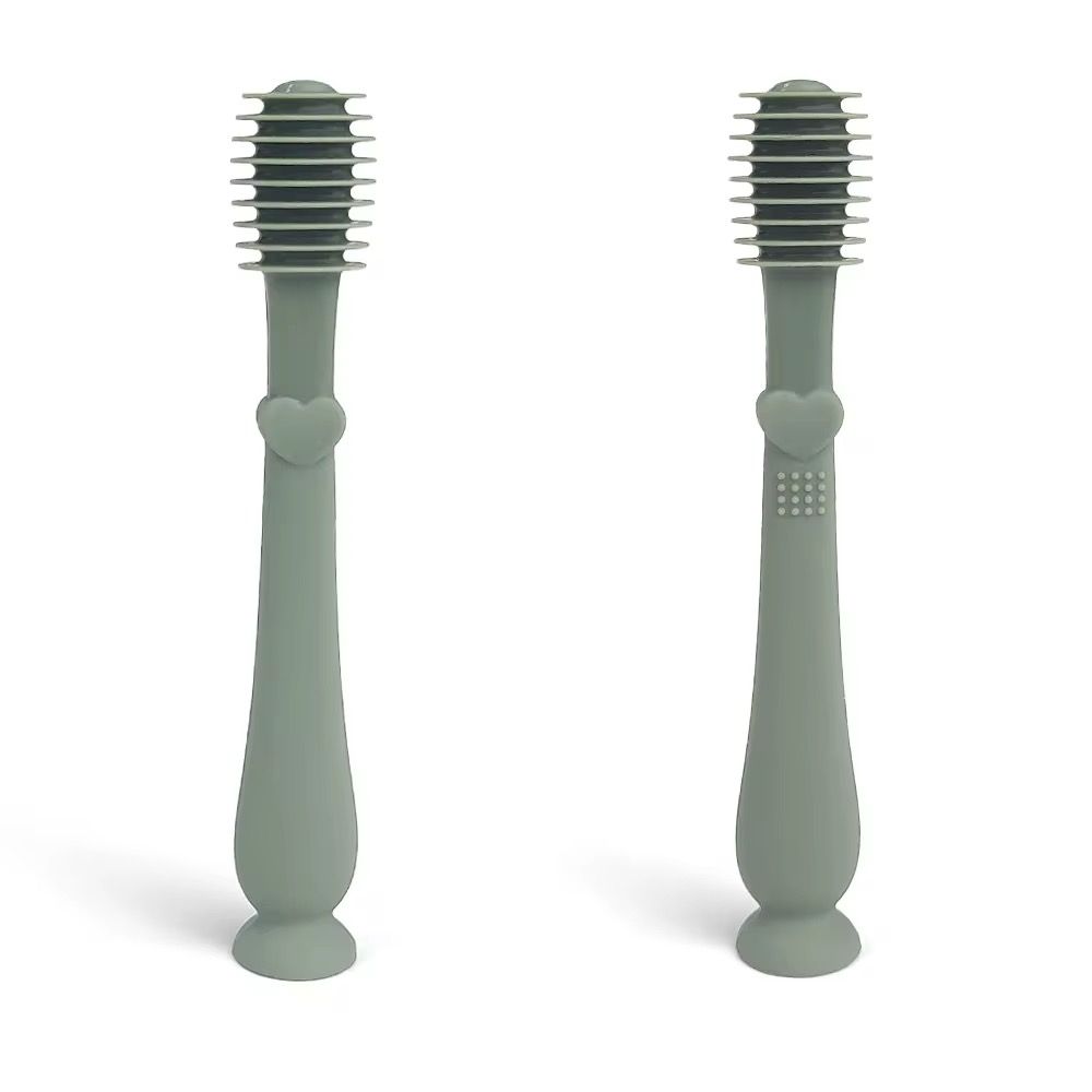 Set periuta de dinti si degetar pentru igiena dentara , Culoare verde mat